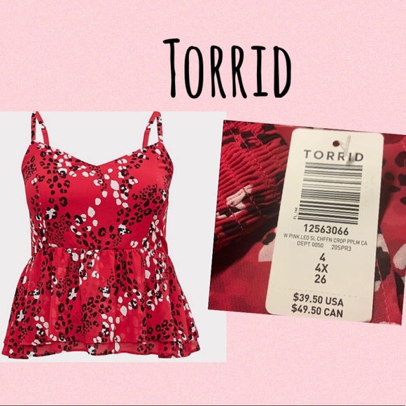 BLOUSE FUCHSIA PINK LEOPARD CHIFFON PEPLUM - Picture 1 of 6